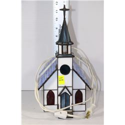 TIFFANY STYLE LIGHT UP CHURCH LAMP