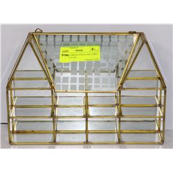 VINTAGE BRASS AND GLASS CURIO DISPLAY CASE