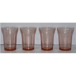 SET OF 4 PINK DEPRESSION GLASSES