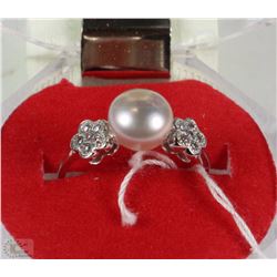 #21-FRESH WATER PEARL &CZ .925 SILVER SIZE 7.75