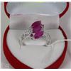 Image 1 : #1-GENUINE RED RUBY &CZ .925 SILVER SIZE 7.5 RING
