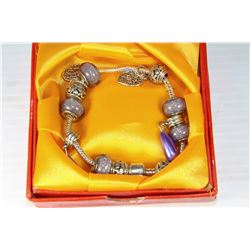 PANDORA STYLE BRACELET IN SHADES OF MAUVE