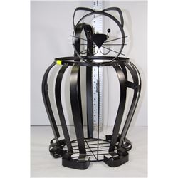 BLACK WROUGHT IRON CAT PLANTER 20.5"T X 14"W