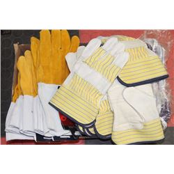 LOT OF 5 WELDING GLOVES & 12 PAIR OF WORK GLOVES