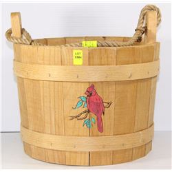 CEDAR BUCKET PLANTER WITH ROPE HANDLE16" T X 11"W