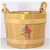 Image 1 : CEDAR BUCKET PLANTER WITH ROPE HANDLE16" T X 11"W