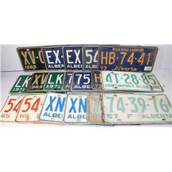 18 VINTAGE ALBERTA LICENSE PLATES 1965-1973 WITH