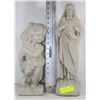 Image 1 : SET OF 2 CEMENT GARDEN STATUES JESUS AND CHERUB
