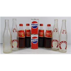 FLAT OF 4 VINTAGE CALGARY BUFFALO BOTTLES,2 PEPSI