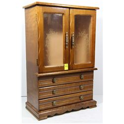 LARGE WOODEN JEWELLERY BOX 18"X12"