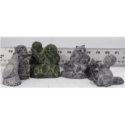 COLLECTION OF SIX STONE SCULPTURES