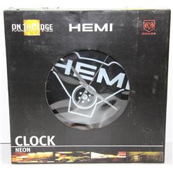 NEON ON THE EDGE HEMI CLOCK  2.5" W X14.75" H