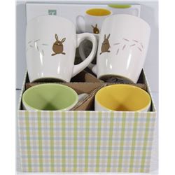 NEW SET OF 4 STONEWARE MUGS