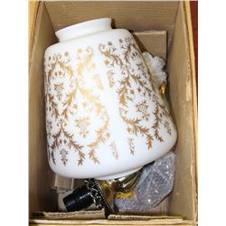 VINTAGE BRASS AND MILK GLASS CHANDELIER