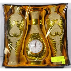 NEW 3 PIECE GLAZED DESIGN VASES-ONE WITH QUARTZ