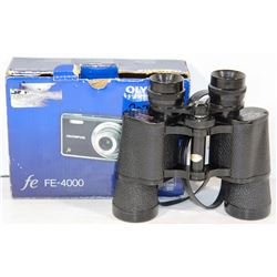 OLYMPUS FE-4000 CAMERA WITH CHARGER AND BINOCULARS