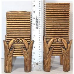 MATCHING GOLD LEAF SQUARE CANDLE HOLDERS