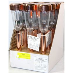 LOT OF 12 COPPER COLORED SOLAR LED LIGHTS