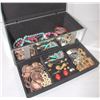 Image 1 : LARGE MIRRORRED JEWELRY BOX WITH CONTENTS