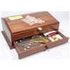 Image 1 : BROWN WOODEN JEWELLERY BOX W CONTENTS