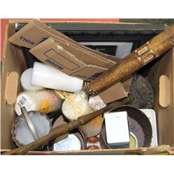 BOX WITH VARIETY CANDLE HOLDERS CAST IRON, LIGHT