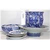 Image 1 : LARGE BOX WITH BLUE AND WHITE DISHES CAKE STAND