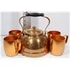 Image 1 : BOX WITH COPPER TEA POT AMD 4 COPPER MUGS MADE