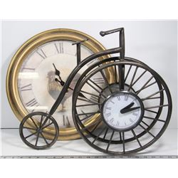 BICYCLE CLOCK LARGE FREE STANDING AND ROOSTER