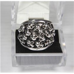 LARGE BIKER WIDE BAND SKULL RING SIZE 10