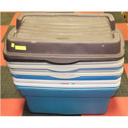 LOT OF 5 TOTES WITH LIDS SIZE LARGE