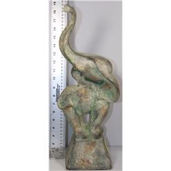 ESTATE GREEN AND GREY PORCELIAN ELEPHANT STATUE