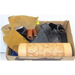 LOT OF LEATHER - SOME WITH LEATHER WORK DONE