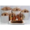Image 1 : COPPER LIDS CANNISTER SET WITH BUTTER DISH,AND
