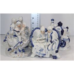 FLAT WITH BLUE AND WHITE PORCELAIN ORNAMENTS`
