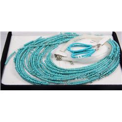 BEADED NECKLACE AND EARRING SET - TURQUOISE