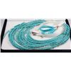 Image 1 : BEADED NECKLACE AND EARRING SET - TURQUOISE