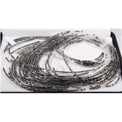 BEADED NECKLACE AND EARRING SET - SILVER/GREY