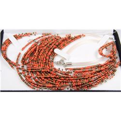 BEADED NECKLACE AND EARRING SET - ORANGE
