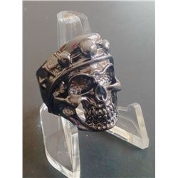 BLACK STAINLESS STEEL SKULL RING SIZE 9.5