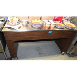 BUFFET STAINLESS STEEL TOP SERVICE TABLE ON WHEELS