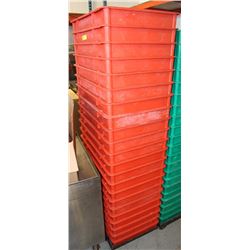 22 ORANGE  DOUGH BINS ON CART