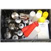 Image 1 : BLACK CRATE WITH TEAPOTS, CONDIMENT CONTAINERS &
