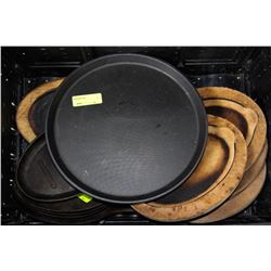 BLACK CRATE WITH WAITING TRAYS & SERVING DISHES