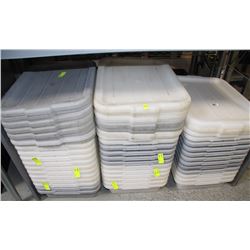 LARGE LOT OF BUS PANS WITH LIDS