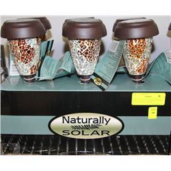 LOT OF 6 MULTI-COLOR CRACKLE  GLASS LED  SOLAR LED