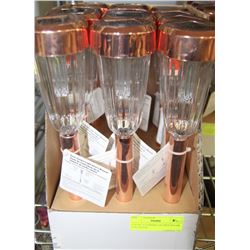 LOT OF 12 COPPER COLORED SOLAR LED LIGHTS