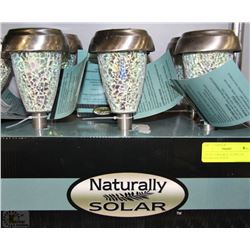 LOT OF 6 CRACKLE  GLASS LED  SOLAR LED LIGHTS