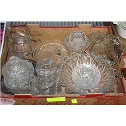 BOX OF ESTATE CUT GLASS DISHWARE AND MORE