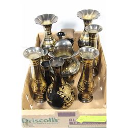 ESTATE METAL VASE AND PITCHER SET