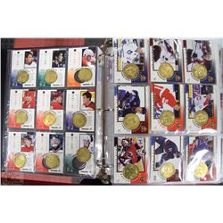 BINDER WITH 400 HOCKEY CARDS & COINS INCL SETS